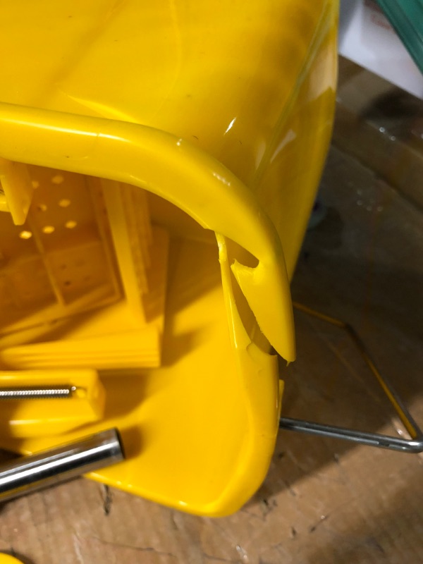 Photo 1 of Mind Reader Commercial Mop Bucket - with Down Press Wringer - 22 Quart Capacity - Yellow - MOPT20-YLW