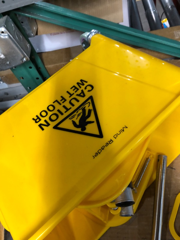 Photo 1 of Mind Reader Commercial Mop Bucket - with Down Press Wringer - 22 Quart Capacity - Yellow - MOPT20-YLW