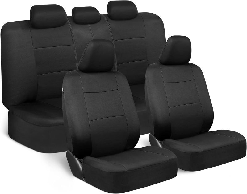 Photo 1 of BDK PolyPro Car Seat Covers Full Set in Solid Black – Front and Rear Split Bench, Easy to Install, Interior Covers for Auto Truck Van SUV