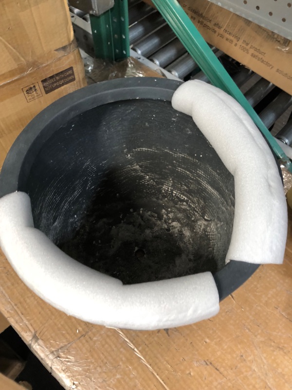 Photo 4 of Set of 3 17&#34; Kante Lightweight Modern Seamless Outdoor Concrete Oval Planter Charcoal Black - Rosemead Home &#38; Garden, Inc.