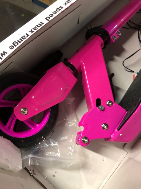 Photo 5 of (PARTS ONLY)Hover-1 Flare Electric Scooter | 8MPH, 3M Range, 6HR Charge, Speed-Battery Indicator, 6 Inch Front & 5.5 Inch Back Solid Tires, 132 LB Max Weight, Cert. & Tested - Safe for Kids Pink