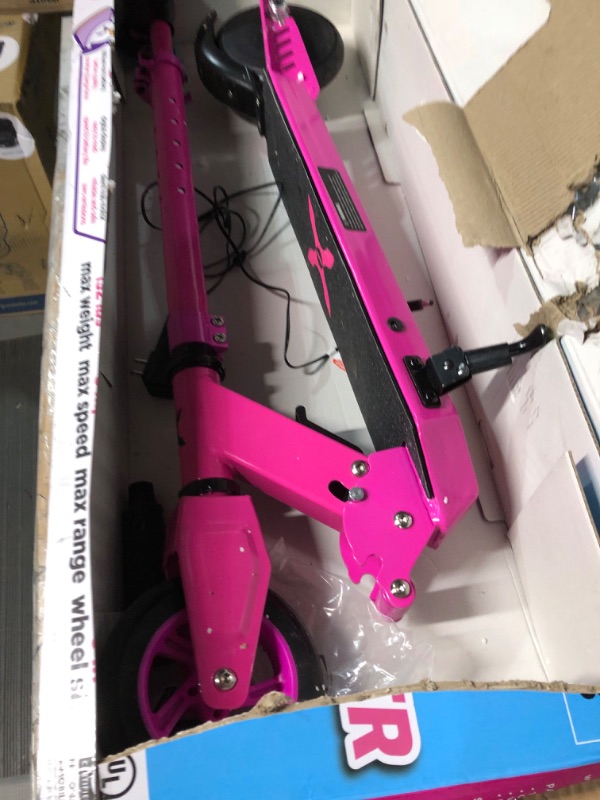 Photo 4 of (PARTS ONLY)Hover-1 Flare Electric Scooter | 8MPH, 3M Range, 6HR Charge, Speed-Battery Indicator, 6 Inch Front & 5.5 Inch Back Solid Tires, 132 LB Max Weight, Cert. & Tested - Safe for Kids Pink