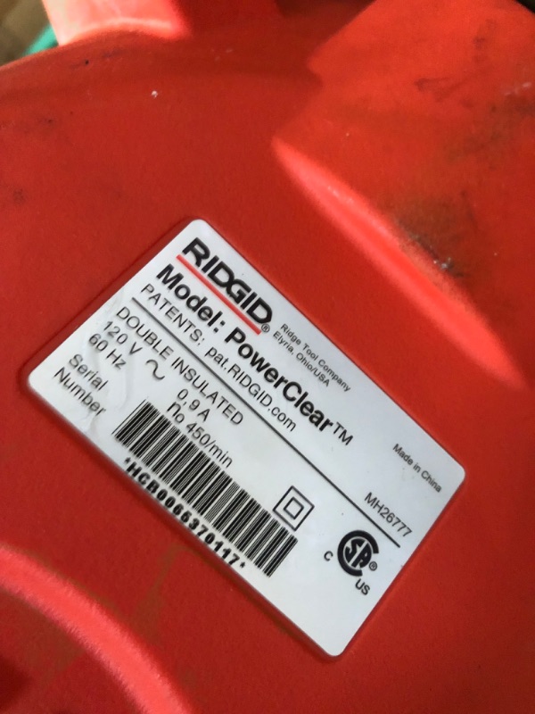 Photo 5 of ****MISSING PARTS READ NOTES***RIDGID PowerClear 120-Volt Drain Cleaning Machine Kit for Tubs, Showers, and Sinks