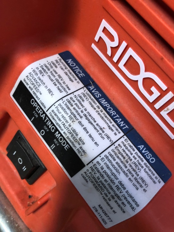 Photo 6 of ****MISSING PARTS READ NOTES***RIDGID PowerClear 120-Volt Drain Cleaning Machine Kit for Tubs, Showers, and Sinks