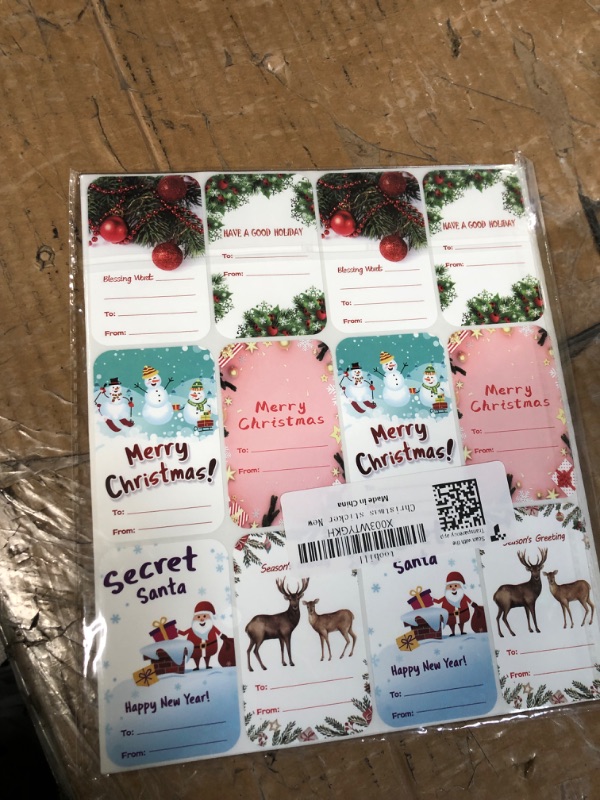 Photo 2 of Christmas Gift Tags Stickers, 60 PCS Self Adhesive, Xmas to and from Stickers, Christmas Presents Stickers for Boxes Bags Envelopes Package, 2 x 3 in