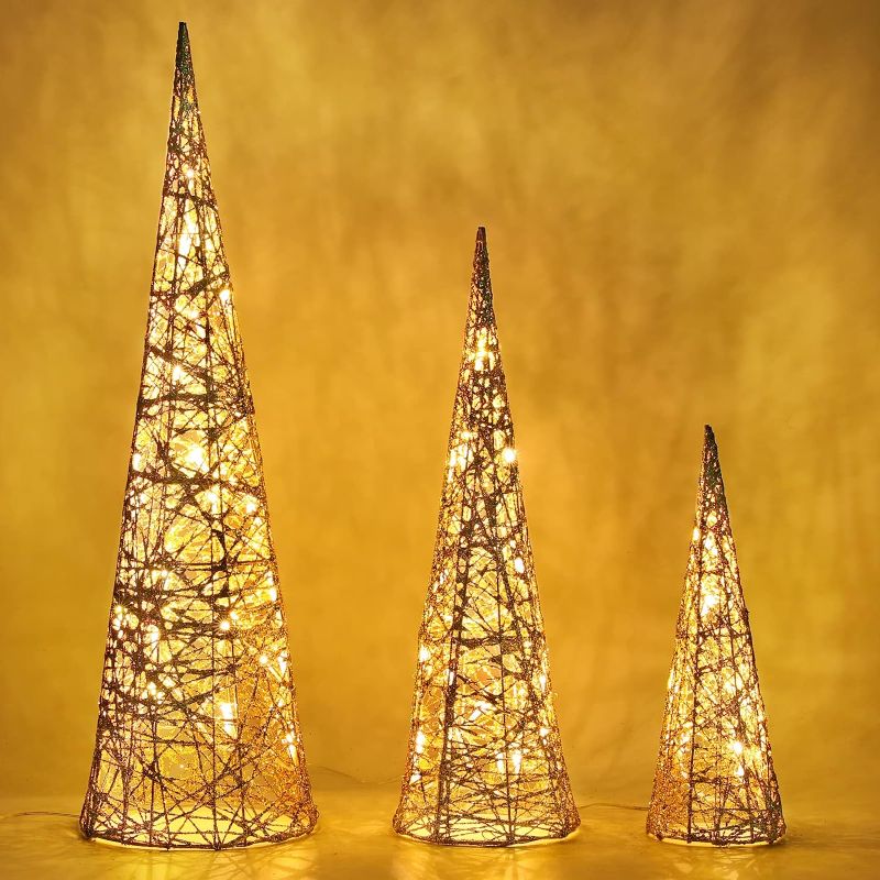 Photo 1 of 3-Piece Lighted Cone Tree