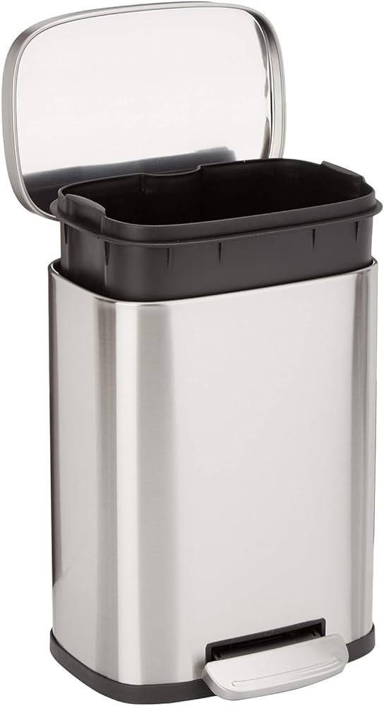 Photo 1 of Amazon Basics Smudge Resistant Small Rectangular Trash Can