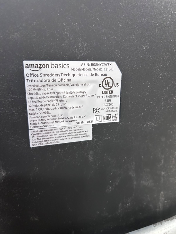 Photo 7 of Amazon Basics 12 Sheet Micro-Cut Paper,Credit Card and CD Shredder 