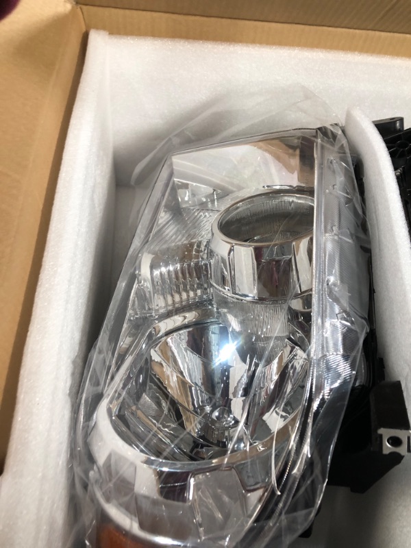 Photo 1 of ****Both are same side**** Headlight Assembly Compatible with 2005 2006 Tundra(Double Cab/Crew Cab Only)/2005 2006 2007 Sequoia Headlamp with Amber Reflector Chrome Housing