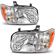 Photo 3 of ****Both are same side**** Headlight Assembly Compatible with 2005 2006 Tundra(Double Cab/Crew Cab Only)/2005 2006 2007 Sequoia Headlamp with Amber Reflector Chrome Housing