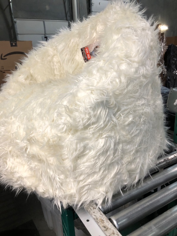 Photo 4 of (READ NOTES) Big Joe Milano Bean Bag Chair, Ivory Shag Fur, Soft Faux Fur, 2.5 feet
