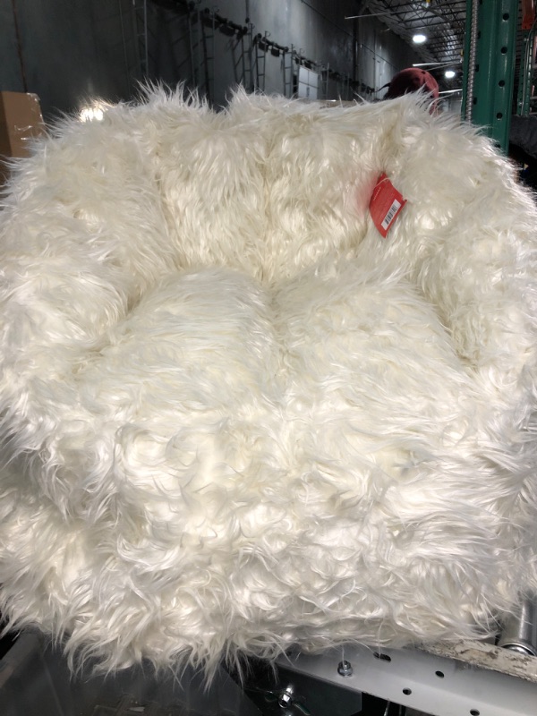 Photo 2 of (READ NOTES) Big Joe Milano Bean Bag Chair, Ivory Shag Fur, Soft Faux Fur, 2.5 feet
