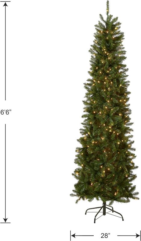 Photo 3 of (READ NOTES) National Tree Company Artificial Pre-Lit Slim Christmas Tree, Kingswood Fir, White Lights, 6.5 Feet