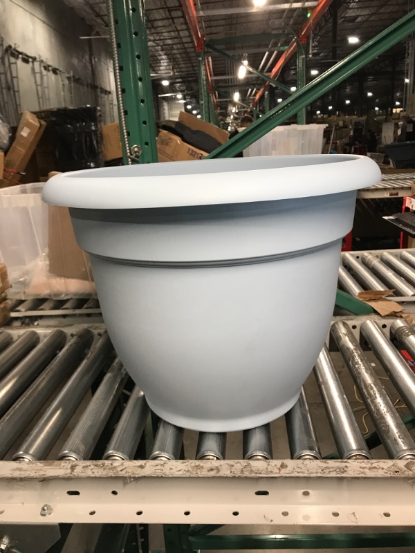 Photo 2 of Bloem Ariana Self Watering Planter: 20" - Misty Blue - Durable Resin Pot, for Indoor and Outdoor Use, Self Watering Disk Included, Gardening, 11 Gallon Capacity