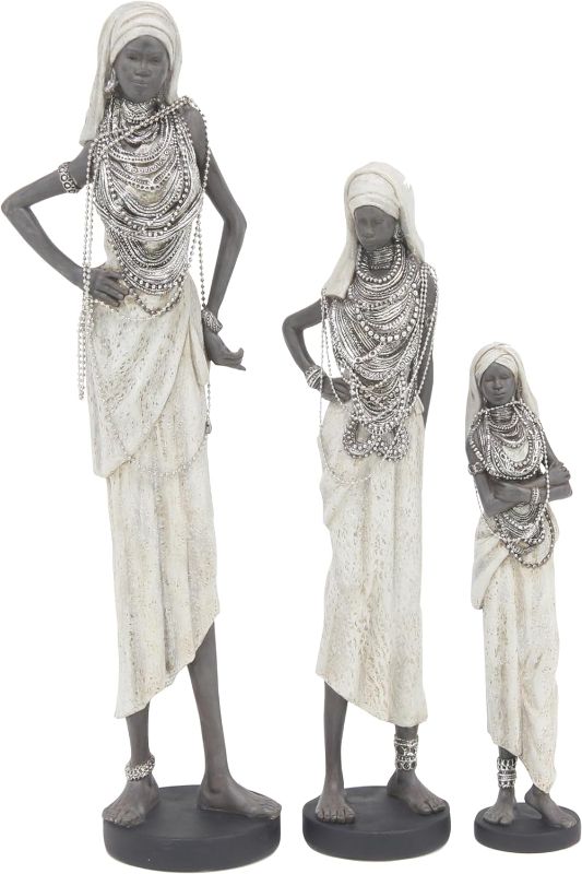 Photo 1 of ** SET OF TWO**
Polystone Woman Standing African Sculpture with Intricate Details