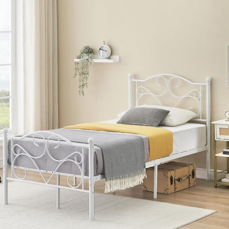 Photo 1 of *** HARDWARE NOT INCLUDED ***
White Twin Bed Frame with Headboard and Footboard for Girls,