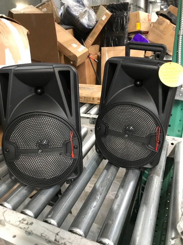 Photo 2 of PBX-800TWS 8-Inch Bluetooth Stereo PA System Comes with 2X 8 Speakers and 2X Stands, 2X Microphones, and a Remote Control