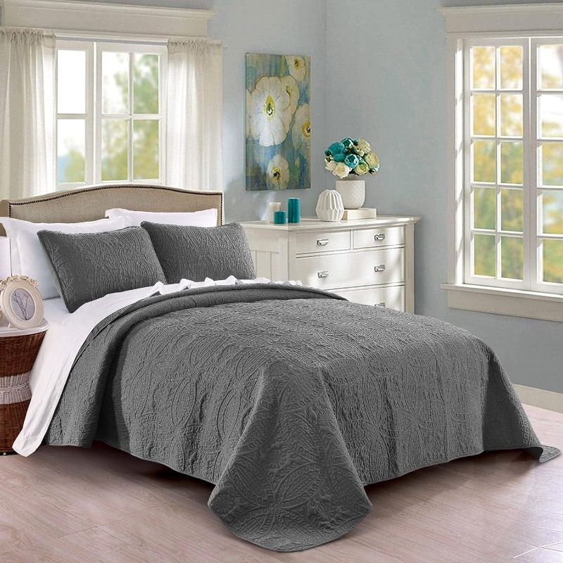 Photo 1 of  Bedding Quilt Dark Grey - Oversized Bedspread FULL 