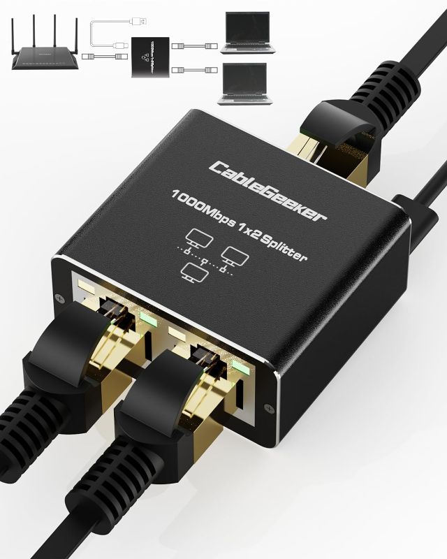 Photo 1 of CableGeeker Ethernet Splitter, High Speed 1000Mbps Ethernet Splitter 1 to 2