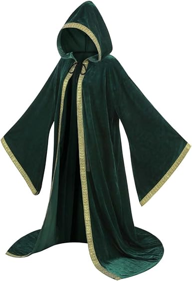 Photo 1 of Adult Wizard Robe Costume Full Length Velvet Cloak with Hood 