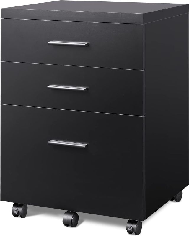 Photo 1 of *STOCK IMG AS REF** BLACK DEVAISE 3 Drawer Lateral File Cabinet Under Desk, Wood Filing Cabinet for Letter/A4/Legal Size