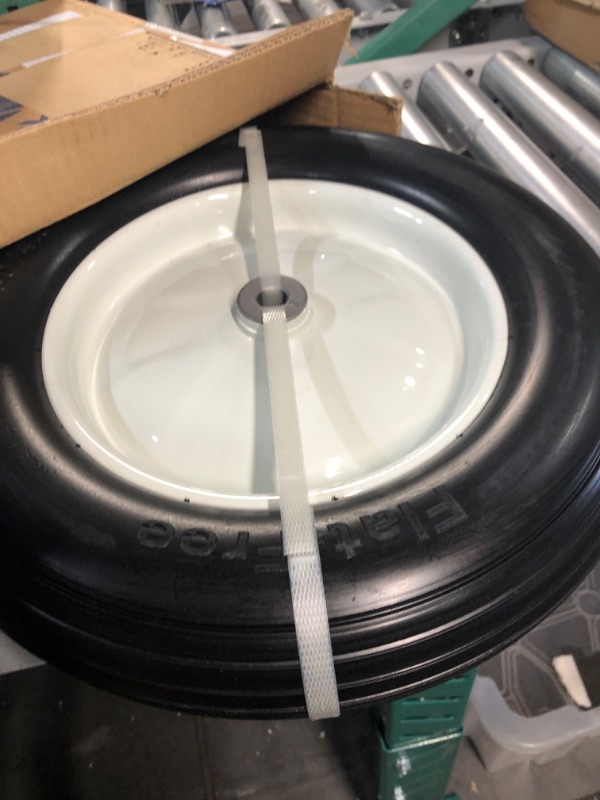Photo 1 of 4.80/4.00-8" Flat Free Tire and Wheel,16" Universal Solid Replacement Wheelbarrow Wheel,Steel Rim with 5/8" & 3/4" Bearing and 3"- 6"Center Hub