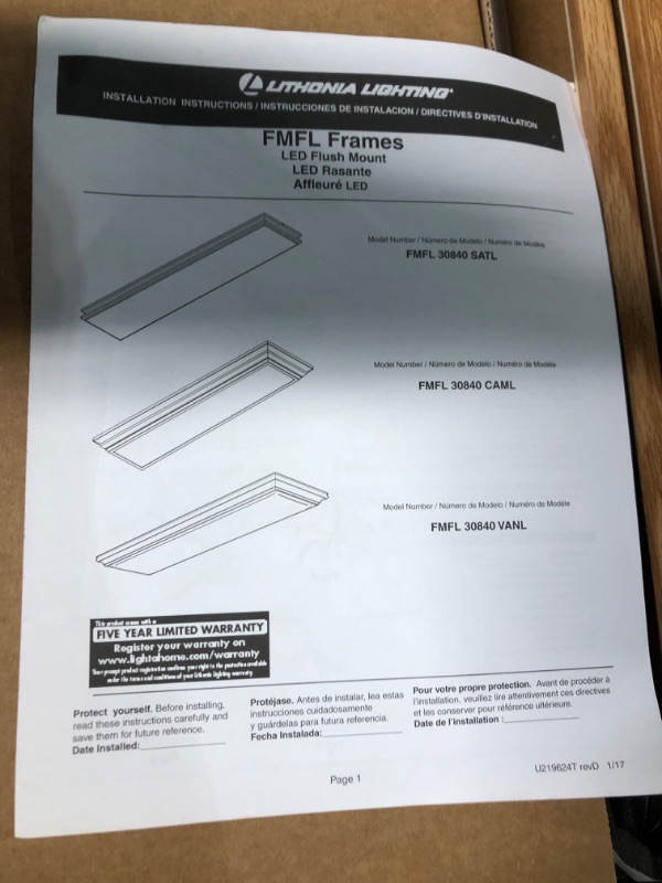 Photo 3 of * SEE NOTES* Lithonia Lighting FMFL 30840 CAML OA 4-Foot LED Cambridge Linear Flush Mount, 2800 Lumens, 120 Volts, 35 Watts, Damp Listed, Oak 4000K | Cool White Cambridge Oak