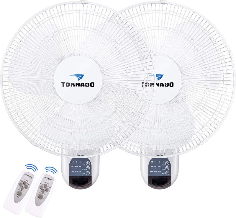 Photo 1 of 2 PACK Tornado 16 inch Digital Wall Mount Fan - Remote Control Included - 3 Speed