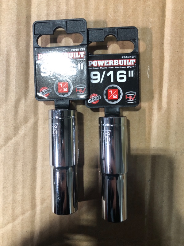 Photo 2 of *** 2 PACK**
Powerbuilt 940131 1/2" Dr. 12 Pt. SAE Deep Well Socket, 9/16"