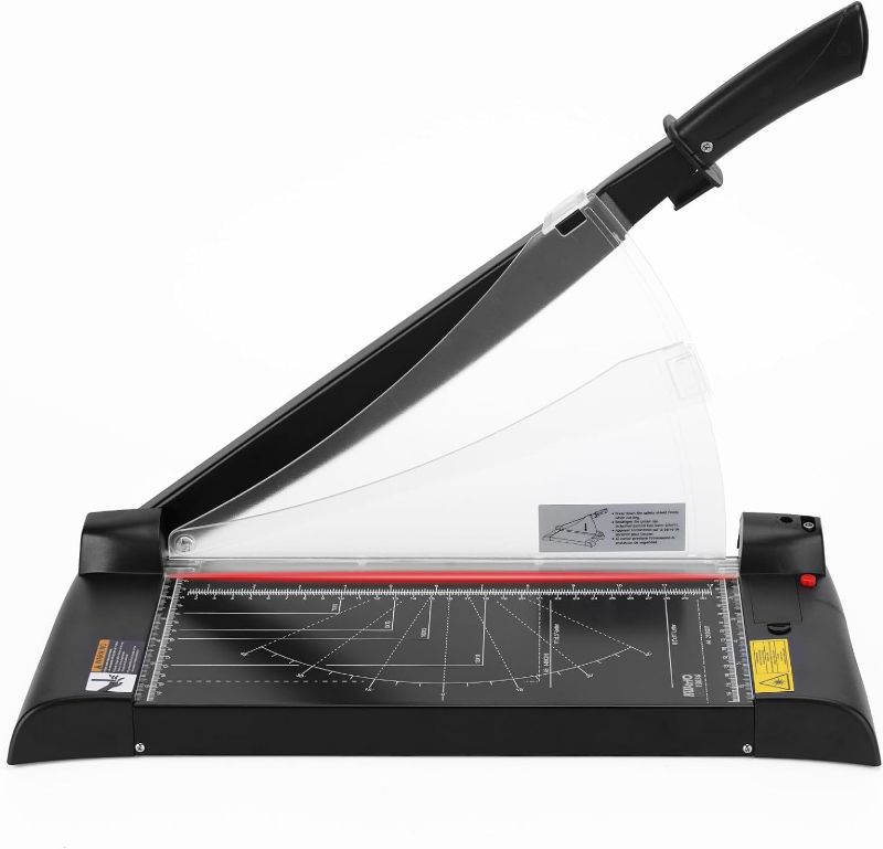 Photo 1 of Paper Cutter,Laser Positioning Paper Cutter,Paper Cutter Guillotine with Safety Blade Lock 12” 10 Sheet Capacity, Paper Trimmer with Metal Base Paper Cutting Board for Home, Office,School