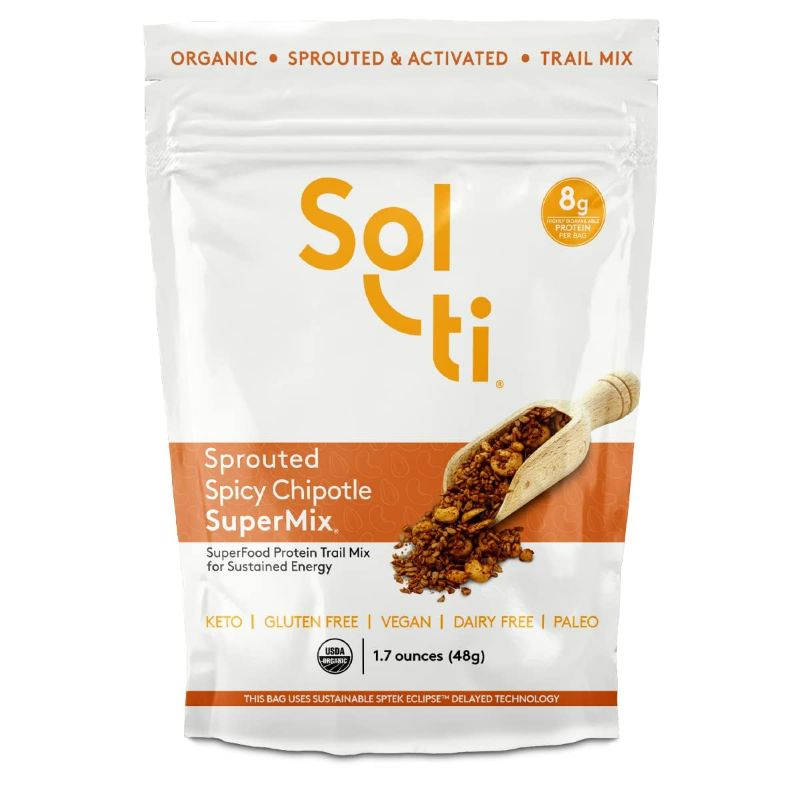 Photo 1 of ***USED - PREVIOUSLY OPENED - EXPIRES 05 - 06 - 2024***
Sol-ti SuperFood Organic Sprouted & Activated Trail Mix - High Protein - Spicy Chipotle SuperMix® (6 BAGS, 1.7 oz Each)