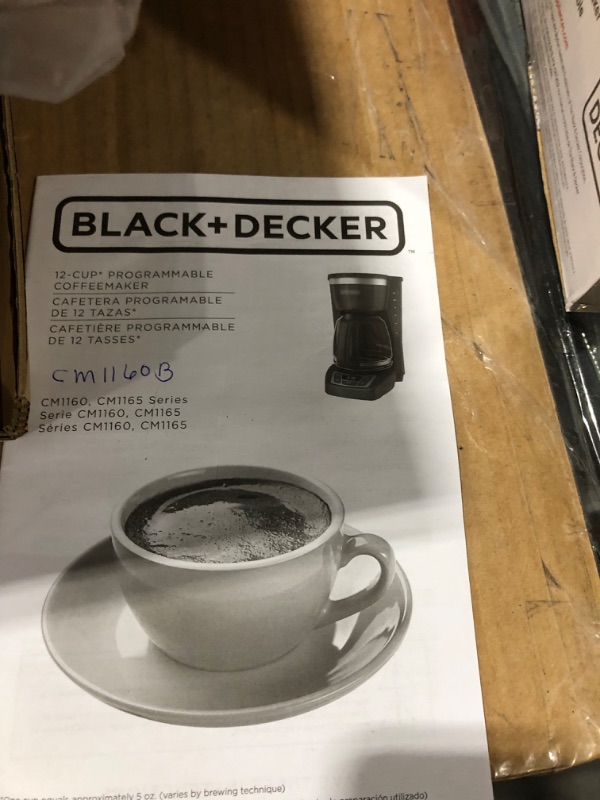 Photo 2 of **MISSING THE POT***
Black+Decker CM1160B 12-Cup Programmable Coffee Maker, Black/Stainless Steel