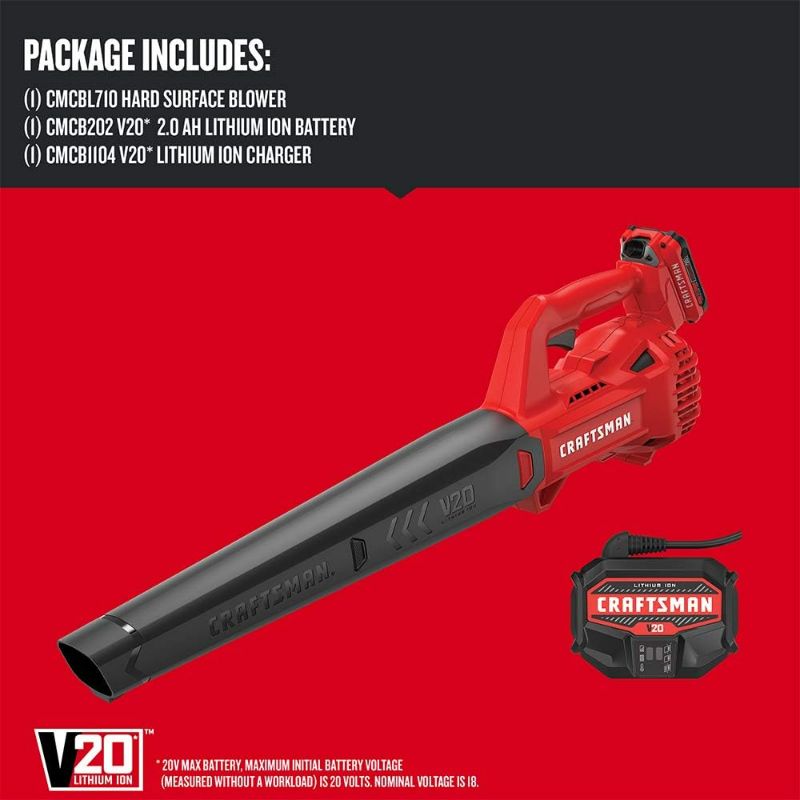 Photo 4 of (READ FULL POST) CRAFTSMAN 20V MAX Cordless Leaf Blower Kit with Battery & Charger Included (CMCBL710D1) w/ Cordless Starter Kit Blower