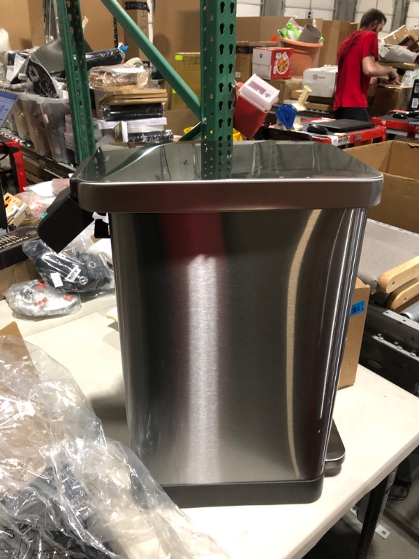 Photo 2 of (see clerk notes) QUALIAZERO 50L/13Gal Heavy Duty Hands-Free Stainless Steel Step Trash Can