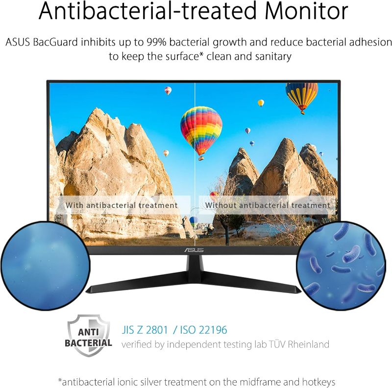 Photo 1 of **READ NOTES, MISSING PART**
ASUS VY279HE 24INCH Eye Care Monitor, 1080P Full HD, 75Hz, IPS, 1ms, Adaptive-Sync, Eye Care Plus, Color Augmentation, HDMI VGA, Frameless, VESA Wall Mountable