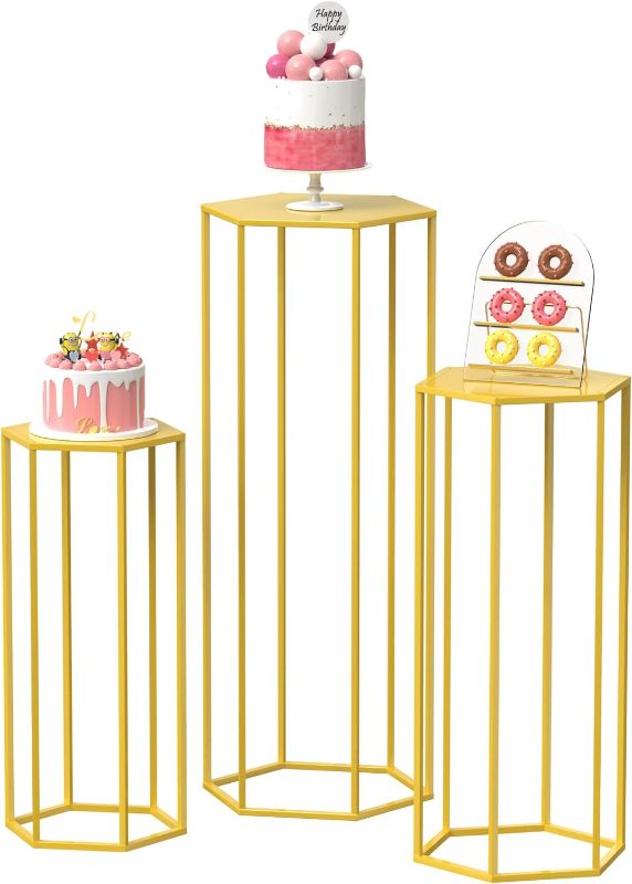 Photo 1 of (READ FULL POST) Putros Cylinder Pedestal Stand for Party 3Pcs White Round Cylinder Dessert Table Display Pillars for Wedding Props Birthday Babyshower Party Event Decor 35.4''(L),29.5''(M),23.6''(S)