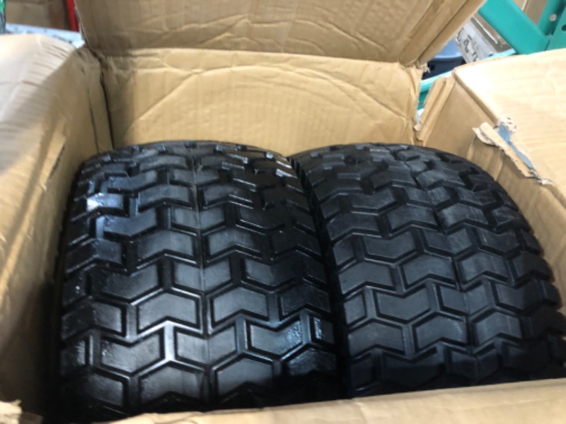 Photo 1 of 2-Pack 15x6.50-6 Flat-Free Tire with Rim,3"Centered Hub with 3/4" Ball Bearing,w/Grease Fitting?500lbs Capacity