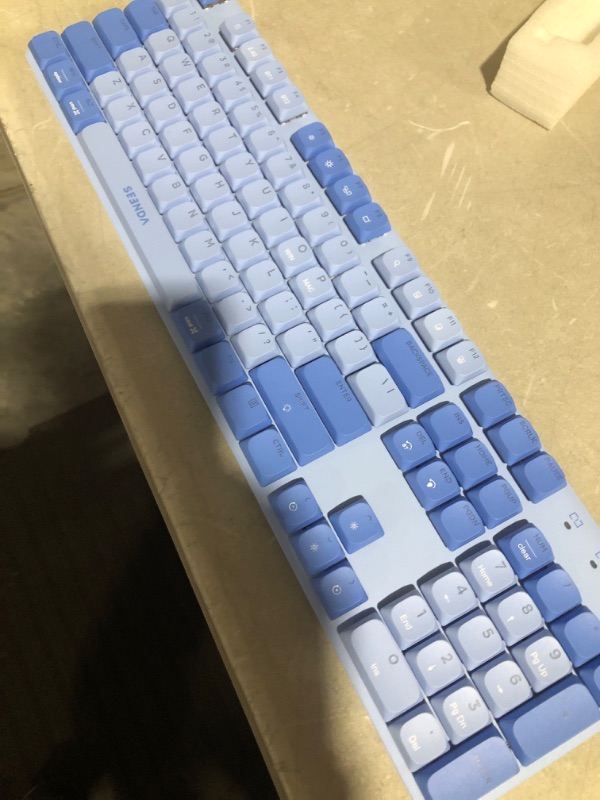 Photo 2 of seenda Wireless Mechanical Blue Colorful Keyboard, Tactile Quiet Keyboard with Low Profile, Bluetooth/2.4G Connection, Rechargeable Backlit Keyboard, Programmable for Mac/iPad/Windows/Android