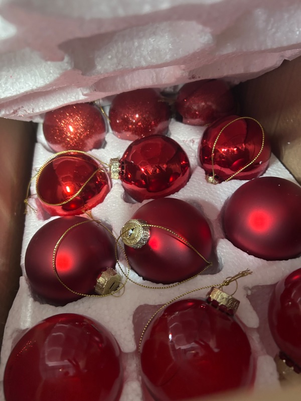 Photo 2 of ***STOCK PHOTO FOR REFERENCE*** RED Christmas Ornaments Set, 24ct 