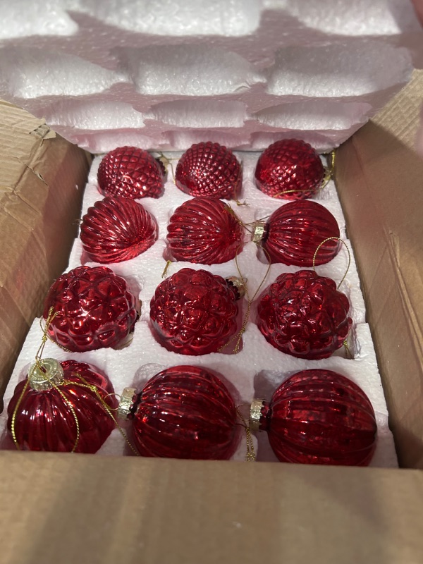 Photo 3 of ***STOCK PHOTO FOR REFERENCE*** RED Christmas Ornaments Set, 24ct *** There small***