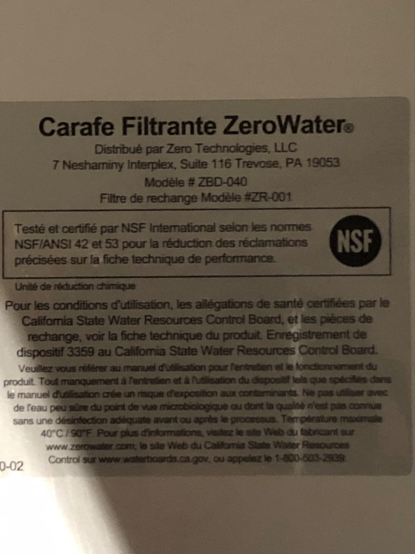 Photo 6 of * used * incomplete * see all images * 
ZeroWater 40-Cup Water Filter Dispenser - NSF Certified 0 TDS Water Filter to Remove Lead, Heavy Metals