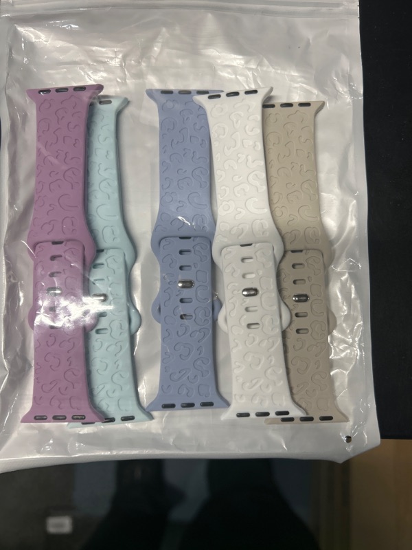 Photo 1 of ***STOCK PHOTO FOR REFERENCE*** 5 Pack Leopard Engraved Silicone Watch Bands