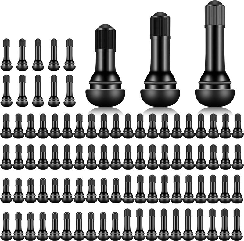 Photo 1 of *STOCK PHOTO FOR REFERENCE* 100 Pieces Black Rubber Snap-in Valves *UNKNOWN SIZE*