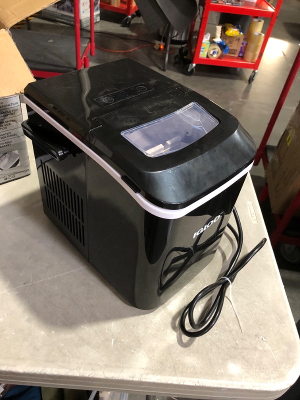 Photo 4 of ***USED - DAMAGED - SEE PICTURES***
Igloo Premium Self-Cleaning Countertop Ice Maker Machine, Handled Portable Ice Maker