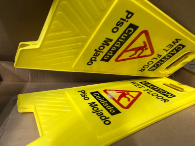 Photo 2 of Slow Kids at Play Sign, Children at Play Safety Signs with Double-Sided Text (2-Pack Yellow)