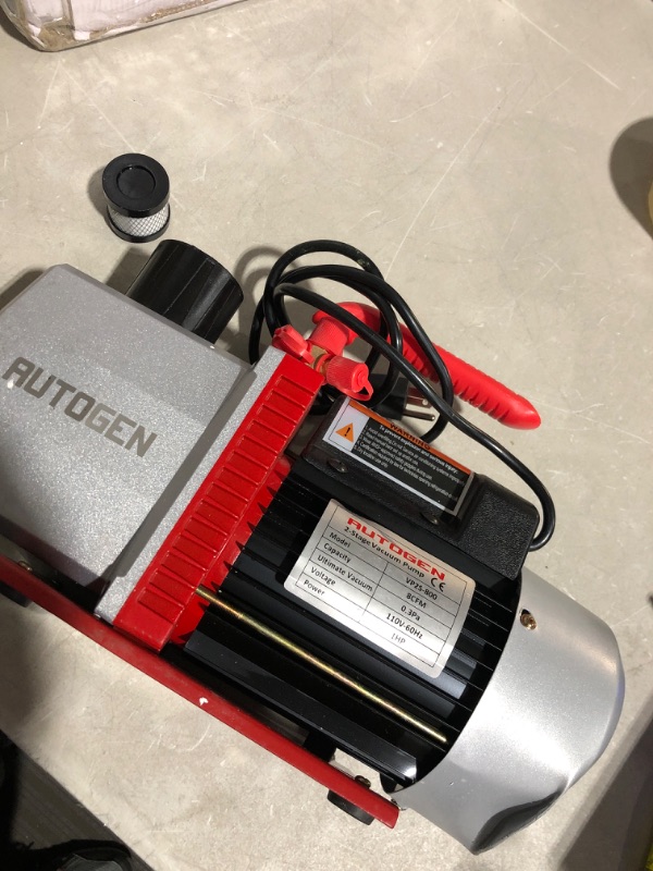 Photo 2 of AUTOGEN 2-Stage 8CFM Vacuum Pump, 1HP 2.25 Micron 110V Air Vacuum Pump 