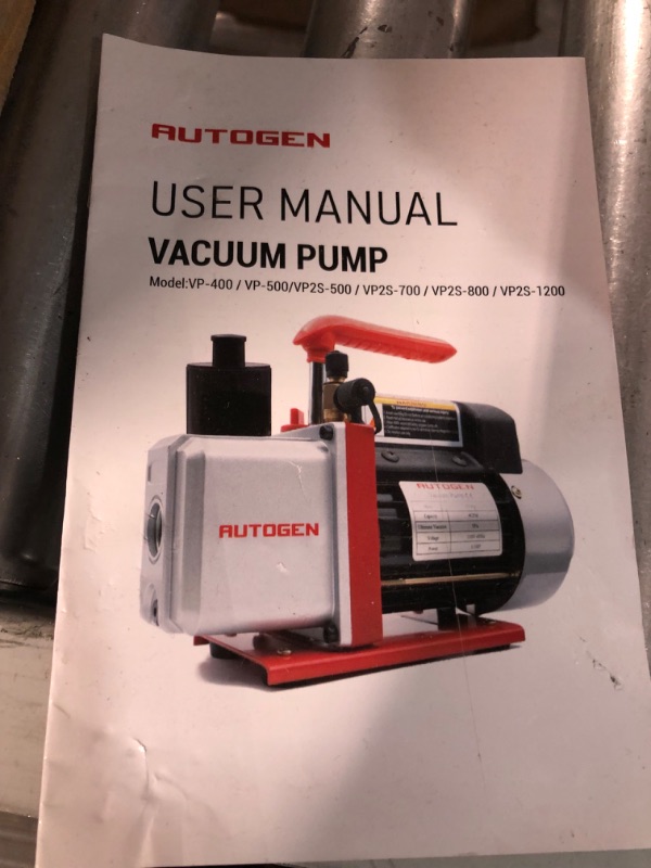 Photo 5 of * used * see images * 
AUTOGEN 2-Stage 8CFM Vacuum Pump, 1HP 2.25 Micron 110V Air Vacuum Pump 