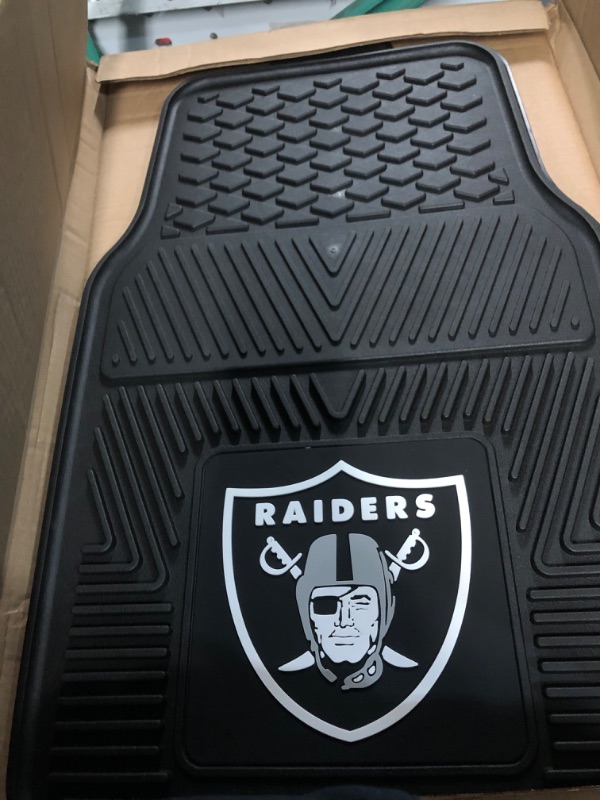 Photo 3 of FANMATS 8774 Las Vegas Raiders 2-Piece Heavy Duty Vinyl Car Mat Set, Front Row Floor Mats, All Weather Protection, Universal Fit, Deep Resevoir Design