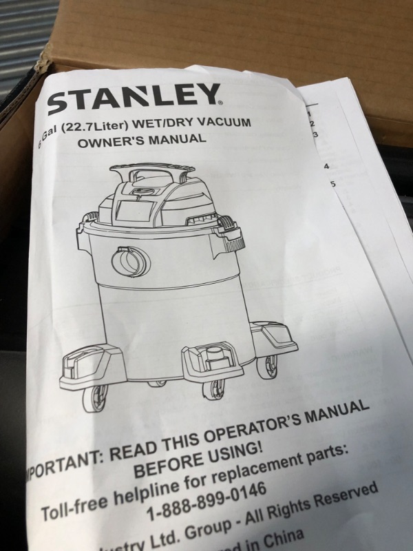 Photo 2 of *MISSING ATTACHMENTS* Stanley - SL18116P Wet/Dry Vacuum, 6 Gallon, 4 Horsepower Black