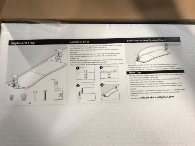 Photo 3 of LETIANPAI Keyboard Tray Under Desk, Pull Out Keyboard & Mouse Tray with Heavy-Duty C Clamp Mount,32(37 Including Clamps) x11.8 in Slide Out Platform Computer Drawer
